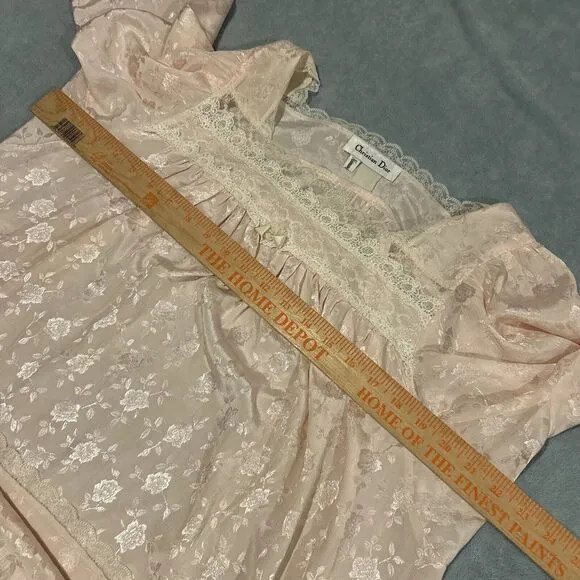 Christian Dior Nightgown Large Chest 22x39 Dress Kaftan Minimalist Rose Floral