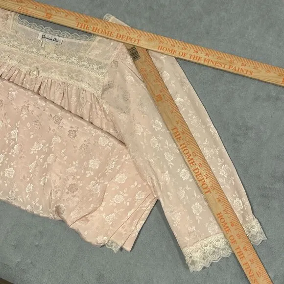 Christian Dior Nightgown Large Chest 22x39 Dress Kaftan Minimalist Rose Floral