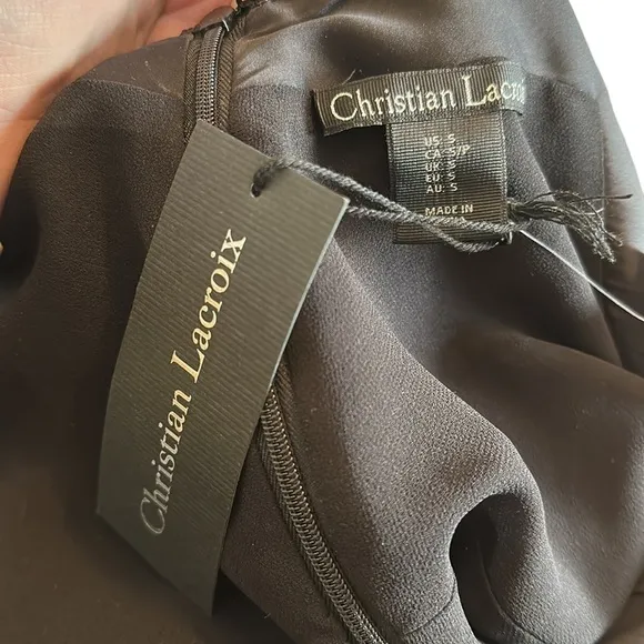 Christian Lacroix slip dress satin rhinestone detail elegant luxury sz sm NWT