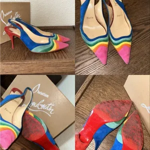 Christian Louboutin Women's Multicolor Slingback Kitten Heels