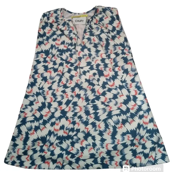 Chufy La Dolce Vita Mara Organic Cotton Multi Color Tie Neck Mini Dress …