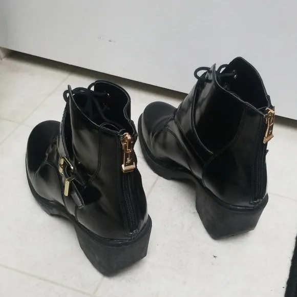 Chunky Black Ankle Boots by Report Signature