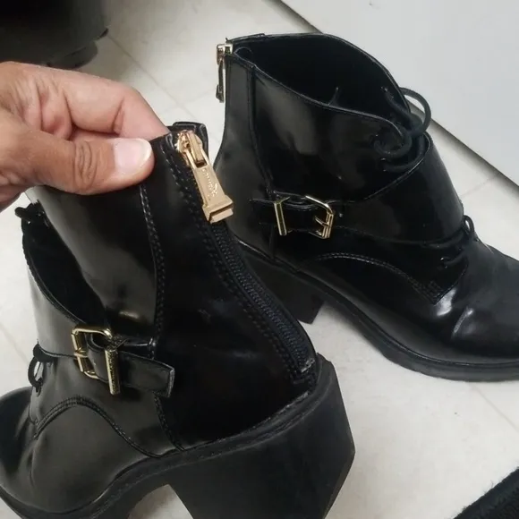 Chunky Black Ankle Boots by Report Signature