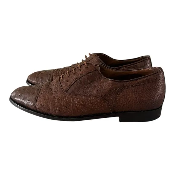 Church’s Genuine Ostrich Handcrafted Mens Dress Shoes Size 9 1/2 M Brown Luxury