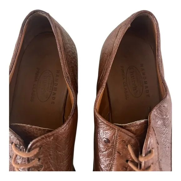 Church’s Genuine Ostrich Handcrafted Mens Dress Shoes Size 9 1/2 M Brown Luxury