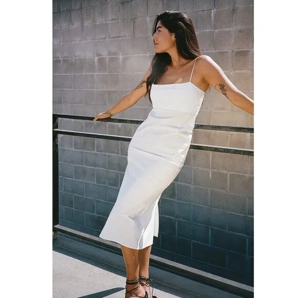 Ciao Lucia Nera midi dress White sz Large cotton poplin coastal vacation getaway