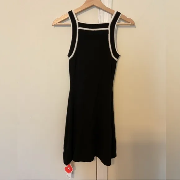 Cider Square Neck Knit Fabric Knitted Contrast Binding Sleeveless Dress