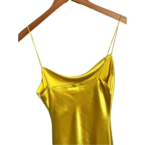 Cinq a Sept Silk Satin Ryder Draped Mini Slip Dress in Yellow Quiet Luxury Sz. 6