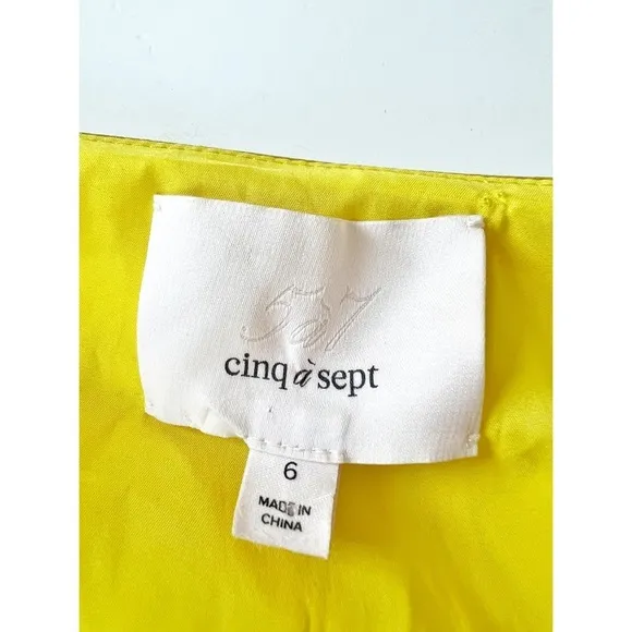 Cinq a Sept Silk Satin Ryder Draped Mini Slip Dress in Yellow Quiet Luxury Sz. 6