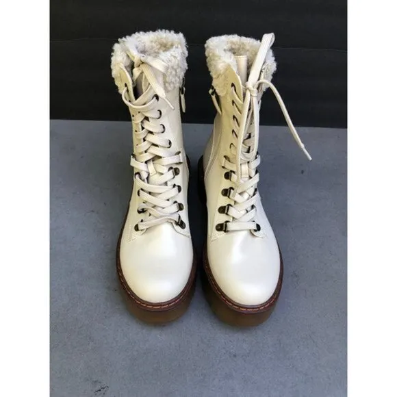 Circus Sam Edelman Sanders 2 Lace-Up Platform Faux Fur Trim Combat Boots size 8