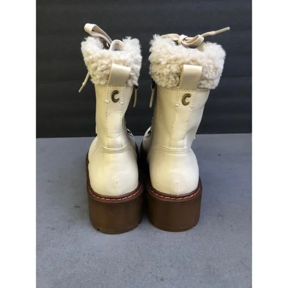 Circus Sam Edelman Sanders 2 Lace-Up Platform Faux Fur Trim Combat Boots size 8