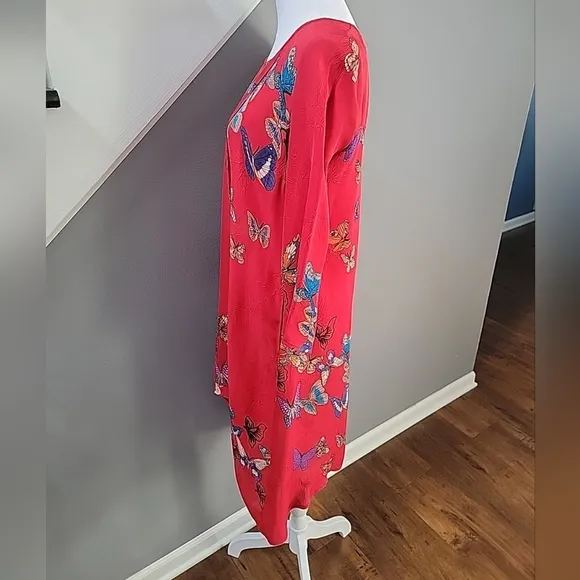 Citron Santa Monica 100% Silk  floral Butterfly midi length Caftan Small Luxury