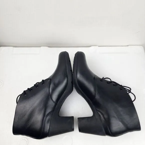 Clarks Artisan Lucette Drama Bootie Black Leather Lace-up Heels Women's Size 9.5