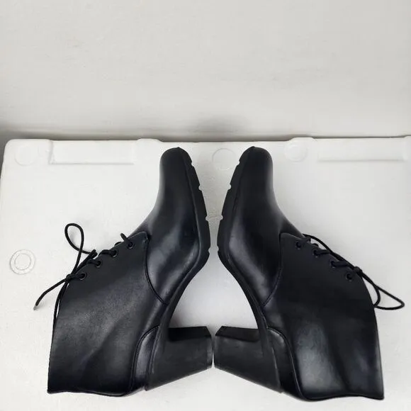 Clarks Artisan Lucette Drama Bootie Black Leather Lace-up Heels Women's Size 9.5