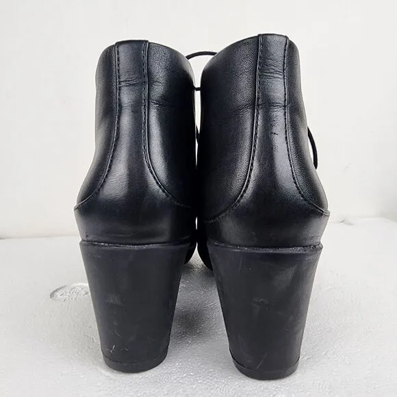 Clarks Artisan Lucette Drama Bootie Black Leather Lace-up Heels Women's Size 9.5