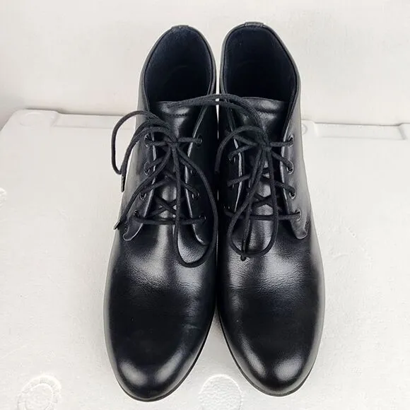 Clarks Artisan Lucette Drama Bootie Black Leather Lace-up Heels Women's Size 9.5
