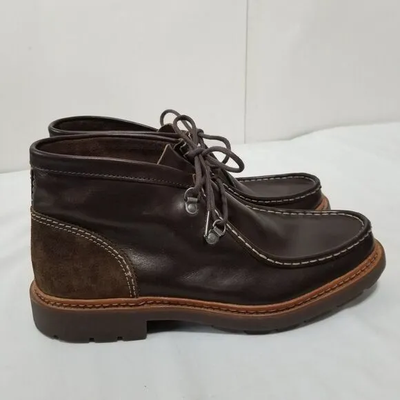 Clarks Boots Mens Chukka Brown Leather Lace Up Moc Toe‎ Suede Heel Ankle 10.5M