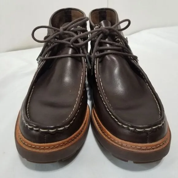Clarks Boots Mens Chukka Brown Leather Lace Up Moc Toe‎ Suede Heel Ankle 10.5M