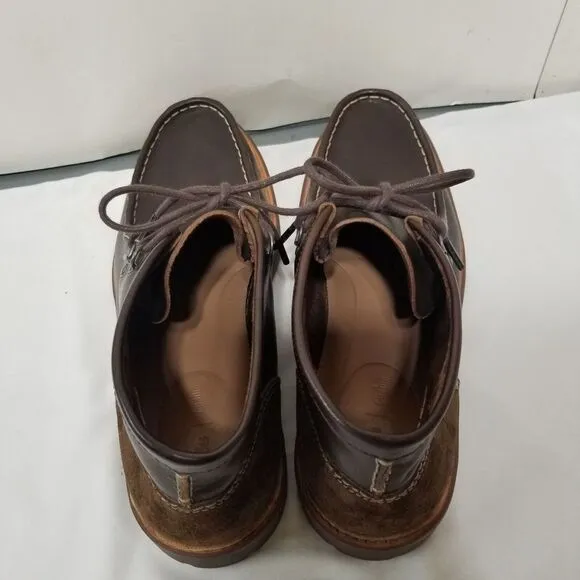 Clarks Boots Mens Chukka Brown Leather Lace Up Moc Toe‎ Suede Heel Ankle 10.5M