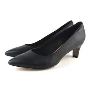 Clarks Crewso Wick Women's Black Leather Dress Shoe Kitty Heel Pointy Toe Sz 10M