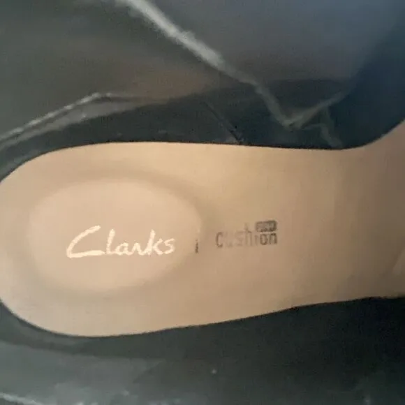 Clarks Ellis Eden Black Leather Heeled Dress Booties Size 8 Office Business Wear