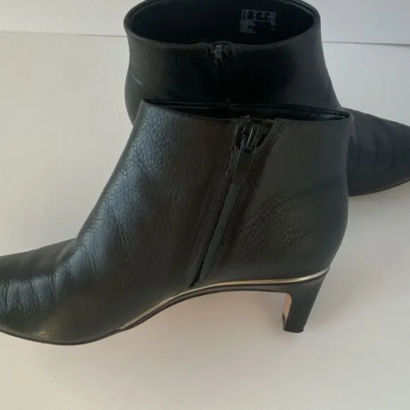 Clarks Ellis Eden Black Leather Heeled Dress Booties Size 8 Office Business Wear