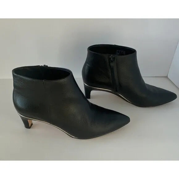 Clarks Ellis Eden Black Leather Heeled Dress Booties Size 8 Office Business Wear