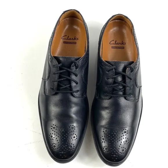 Clarks Kalden Edge Black Leather Oxford Shoes