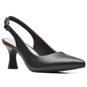 Clarks Slingback Pump Heels Slip On Leather Dress Kataleyna Almond Toe Black 8