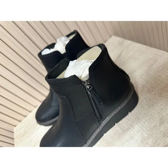 Clarks Womens Airabell Zip Leather Ankle Wedge Boots Sz 11M