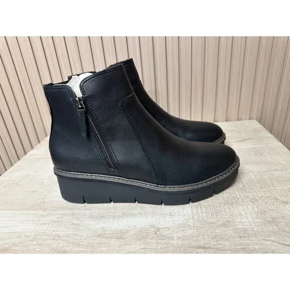 Clarks Womens Airabell Zip Leather Ankle Wedge Boots Sz 11M