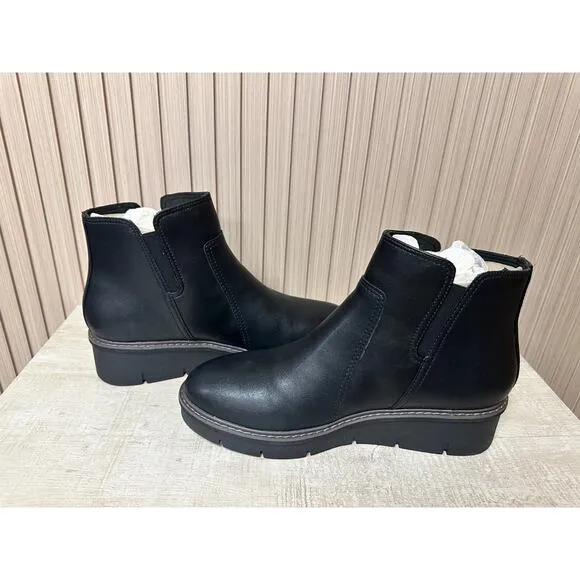 Clarks Womens Airabell Zip Leather Ankle Wedge Boots Sz 11M