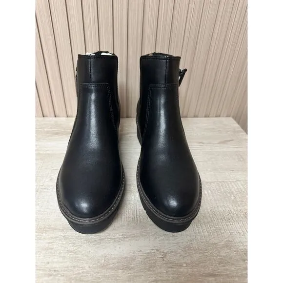 Clarks Womens Airabell Zip Leather Ankle Wedge Boots Sz 11M