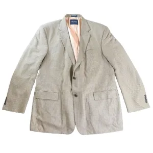 Classic Houndstooth Wool Silk Blazer 48L Neutral Smart Casual Quiet Luxury