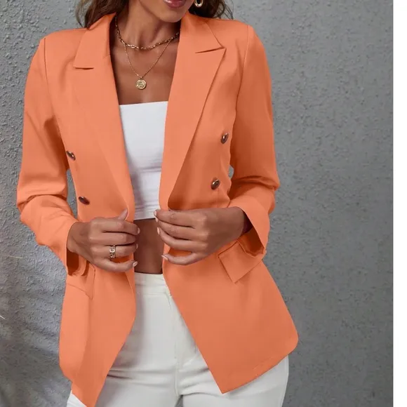 Classic Solid Button Minimalist Blazer