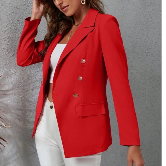 Classic Solid Button Minimalist Blazer