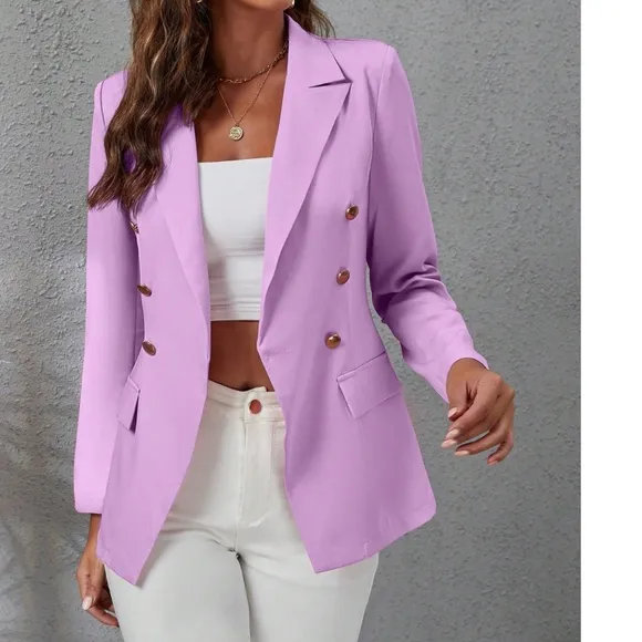 Classic Solid Button Minimalist Blazer