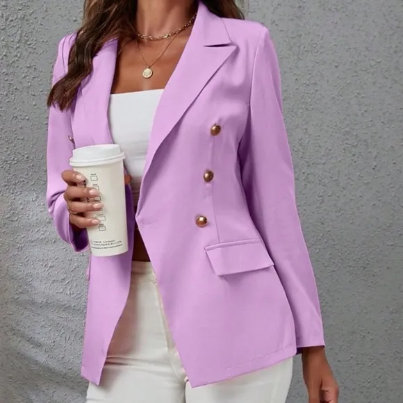 Classic Solid Button Minimalist Blazer