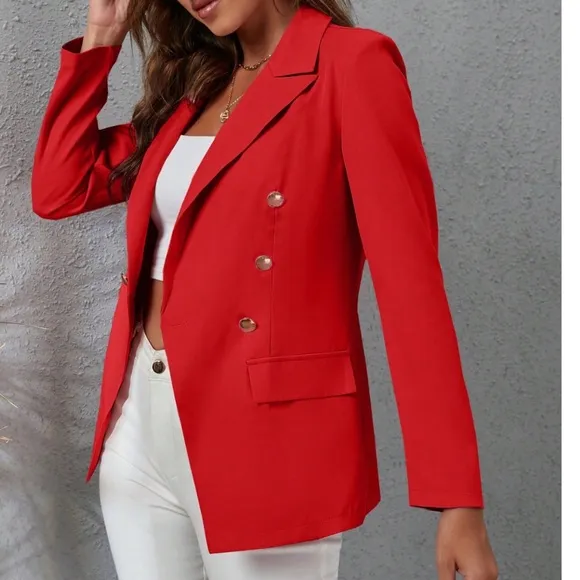 Classic Solid Button Minimalist Blazer