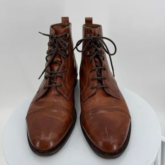 Clif boots women's size 40 ankle cap toe lace up leather brown Italy