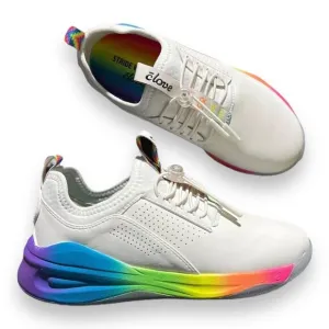 Clove Shoes Men’s 8 White Rainbow Sneakers Healthcare Nursing Pride Colorful