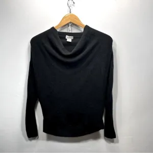 Club Monaco 100% Cashmere Black Wide Cowl Neck Sweater XS  Classic Minimalist