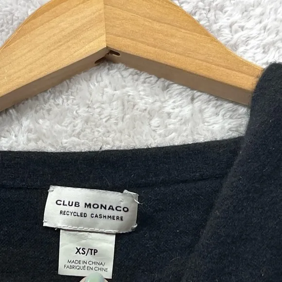 Club Monaco 100% Cashmere Black Wide Cowl Neck Sweater XS  Classic Minimalist