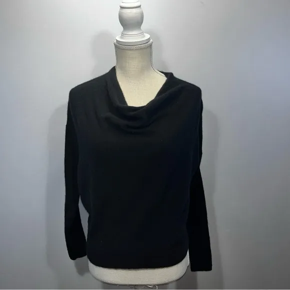 Club Monaco 100% Cashmere Black Wide Cowl Neck Sweater XS  Classic Minimalist