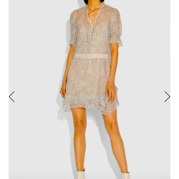 COACH 1941 LUXURY SILK AMERICANA PRINT TIERED DRESS SIZE 4