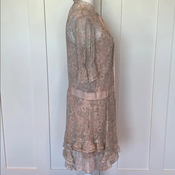 COACH 1941 LUXURY SILK AMERICANA PRINT TIERED DRESS SIZE 4