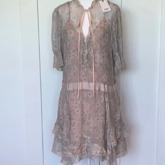 COACH 1941 LUXURY SILK AMERICANA PRINT TIERED DRESS SIZE 4