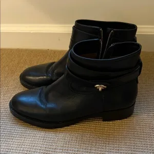 Coach Black Ankle Boots with Zipper Detail
