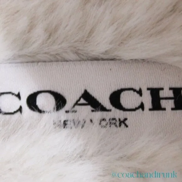 COACH Charcoal Jacquard and Faux Fur Slippers Super Comfortable