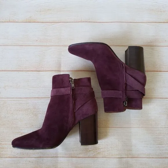 Coach Delaney Suede Booties Heel Ankle Boots Round Toe Women's Size 7B